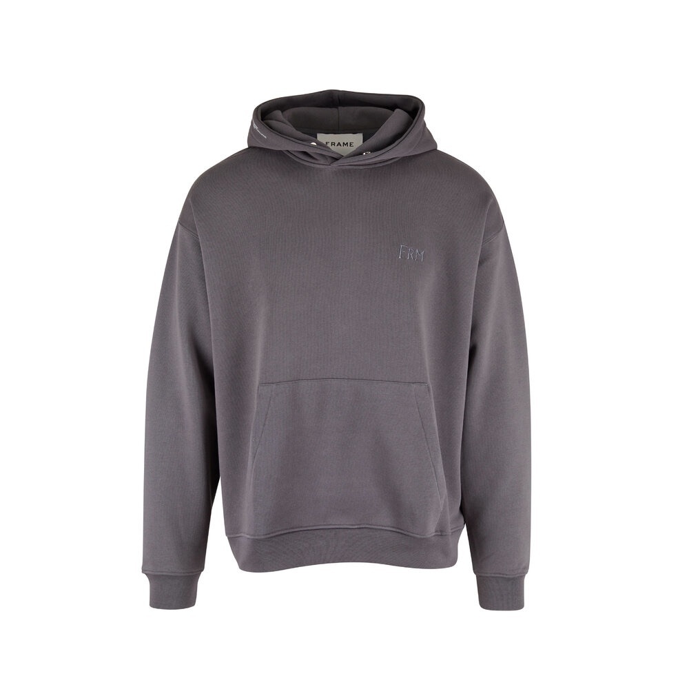 Frame Cement Gray Logo Snap Hoodie
